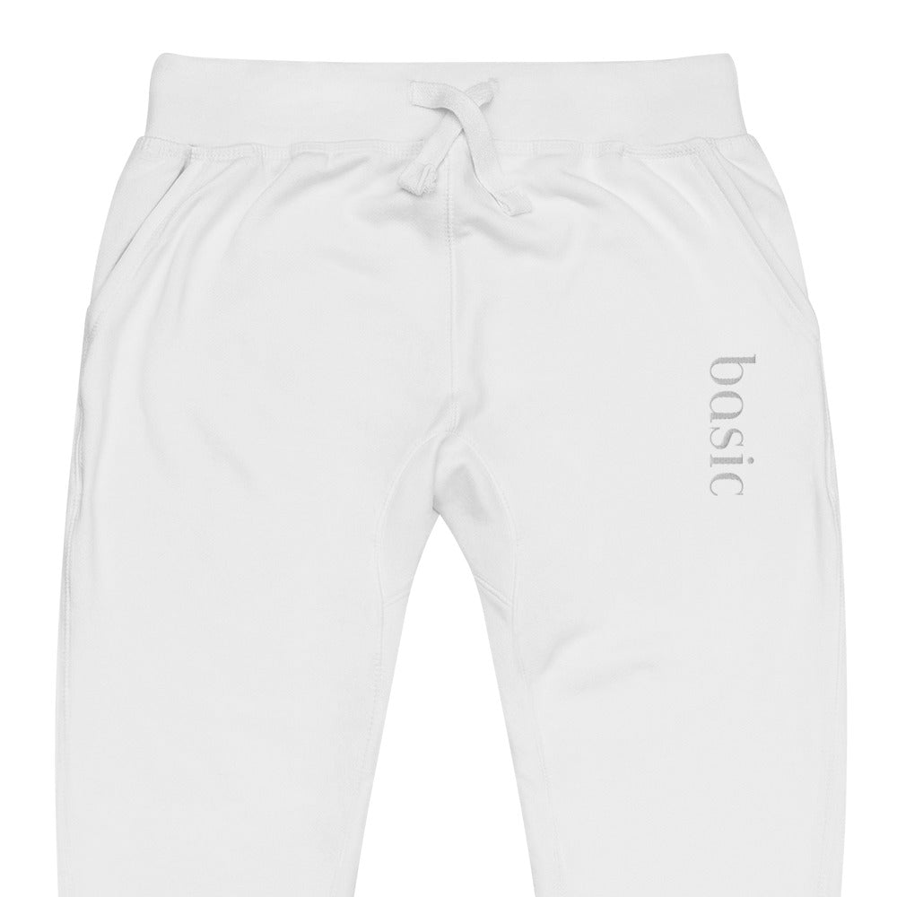 basic white joggers [embroidered]