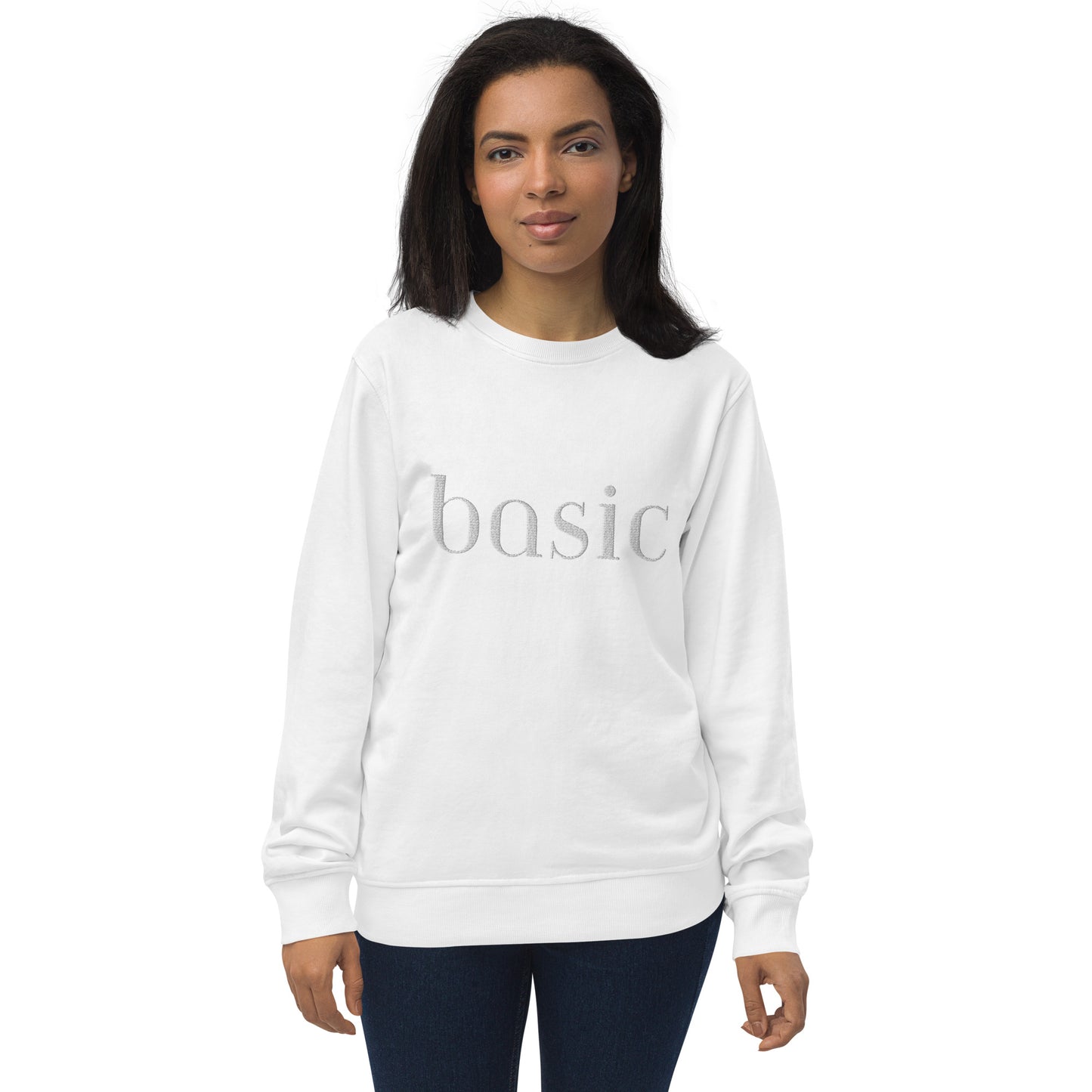 basic organic white sweatshirt [embroidered]