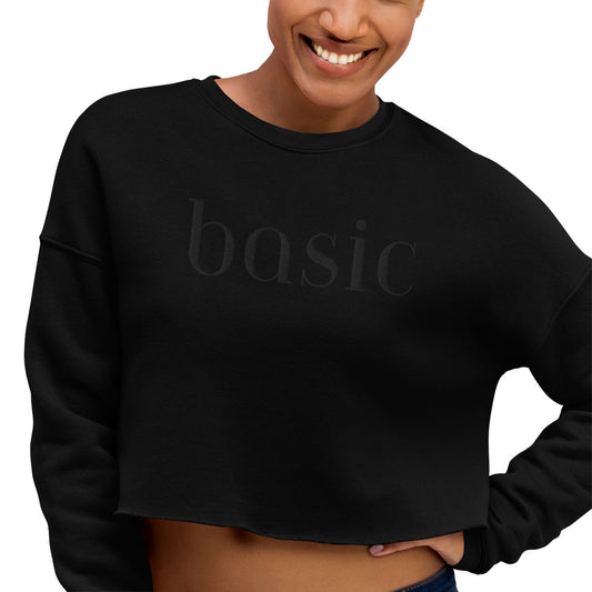 basic black crop sweatshirt [embroidered]